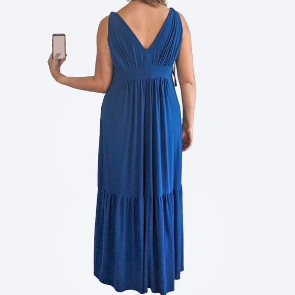 NWT Tiana B Royal Blue Sleeveless Maxi Dress with Ruffle, XL - Picture 6 of 13